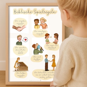 Children's room biblical rules of the game Christian poster for children's room poster Poster Bible verses children Christian wall decoration learning poster image 2