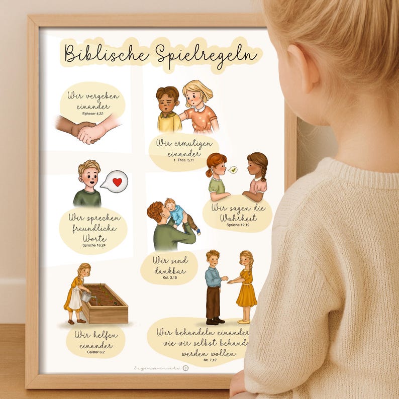 Children's room biblical rules of the game Christian poster for children's room poster Poster Bible verses children Christian wall decoration learning poster image 2