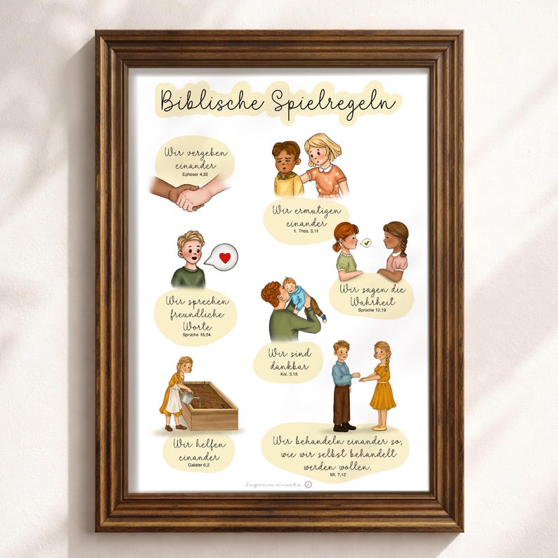 Children's room biblical rules of the game Christian poster for children's room poster Poster Bible verses children Christian wall decoration learning poster image 1