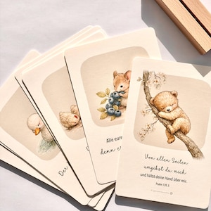 Bibelvers Karten Kinder, 10 Lernvers Karten mit Holzaufsteller, christliche Kinderkarten Bibelverse Kinder christliche lernkarten Kinder