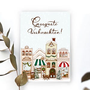 Christliche Karte Weihnachten | Weihnachtskarte | Häuserreihe