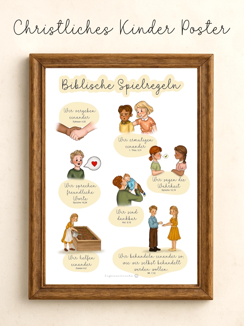 Children's room biblical rules of the game Christian poster for children's room poster Poster Bible verses children Christian wall decoration learning poster image 5
