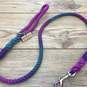 Purple and Teal leash, Purple and Teal Rope Dog Lead, Rope Dog Leash, Custom Dog Lead, Cotton Rope Leash, Handmade Eco friendly lead