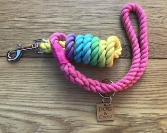Rainbow Cotton Rope Dog Leash: Handmade Eco Friendly Lead
