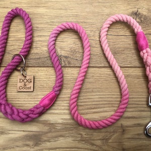 Pink Dog Lead, Pink Ombré Dog Leash, Rope Dog Leash, Eco Friendly cotton rope dog lead, handcrafted dog rope lead