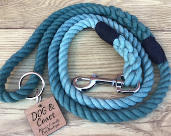 Green Ombré Cotton Rope Dog Leash: Handmade Eco Friendly Lead
