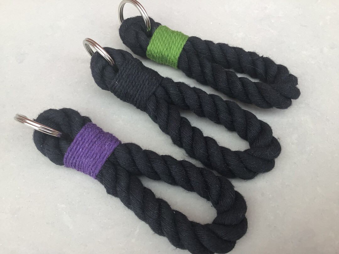 Black Cotton Rope Key Ring: Nautical Keychain - Etsy