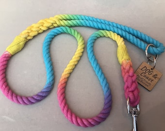 Rope Dog Lead, Colourful Rope Dog Leash, Eco Friendly Lead, Lead with Carabiner Clip, Durable Lead