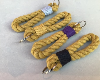 Gold Rope Key Ring, Nautical Rope Keychain
