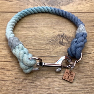 Blaues Ombre Hundehalsband: Handgefärbte, umweltfreundliche Baumwolle
