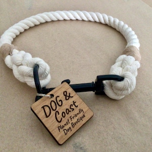 Natural Cotton Rope Dog Collar Handcrafted to Order with a Choice of Hardware