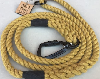 Gold Rope Dog Leash Handmade to Order with a Choice of Hardware