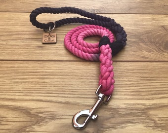 Pink Cotton Rope Dog Leash: Handmade Eco-Friendly Lead