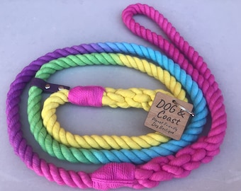 Rainbow Cotton Rope Dog Slip Lead: Handmade Eco Friendly Leash
