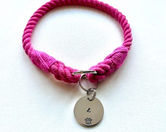 Handcrafted Cotton Rope Dog I.D. Collar: Eco Friendly House Collar
