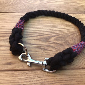 Handcrafted Black Cotton Rope Dog Collar: Eco Friendly Vegan Collar
