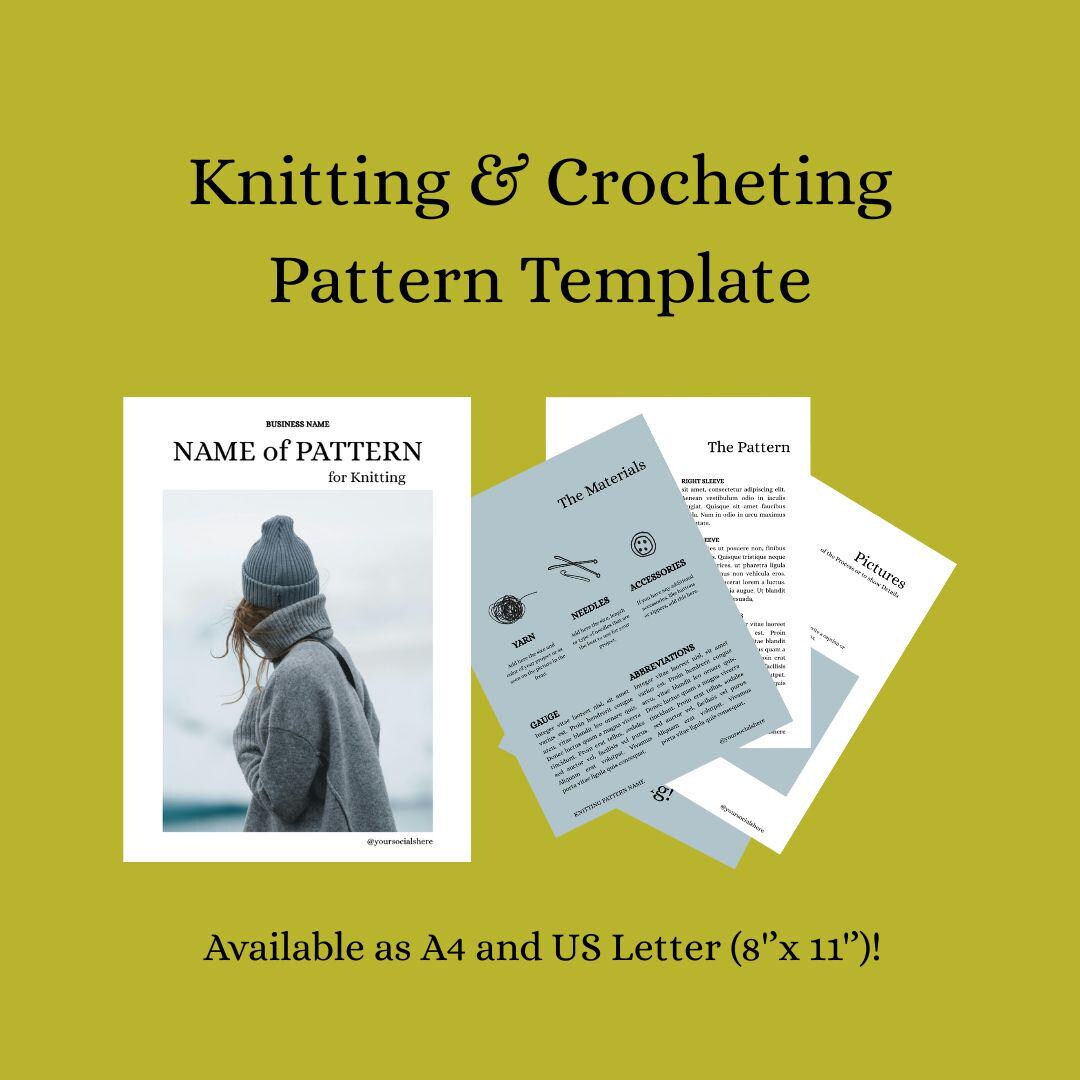 Editable Knitting & Crochet Pattern Template: Canva PDF (digital ...