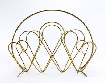 Elegant Vintage Mid Century Brass Magazine Rack from the 1950s