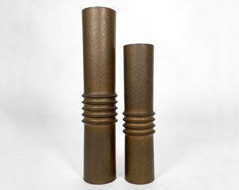 Beautiful Vintage Mid Century Sculptural Brass Vase. Set of Two. Italy, 1960s