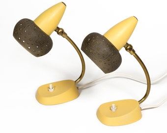 Charming Pair of vintage perforated shrink lacquer Bedside Lamps | Table Lights from the 50s