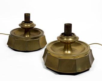Stunning Pair of Vintage Mid Century Modern Church Brass Table Lamps from the 1960s.