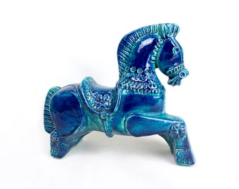 Bay Keramik Blue Horse West German Pottery Fat Lava WGP Vintage Design 60s 70s