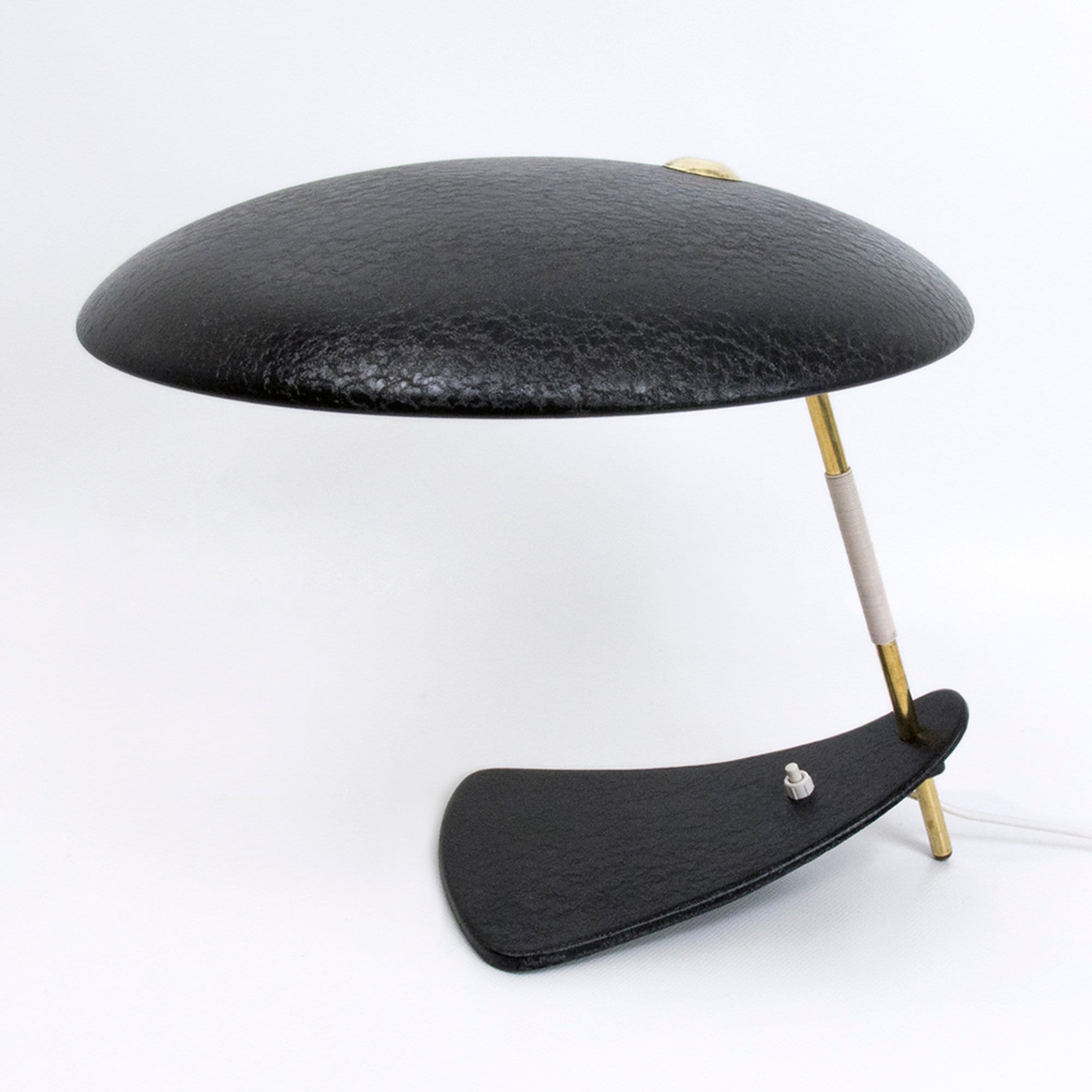 Elegant Vintage Italian Mid Century Black Table Lamp 1950s