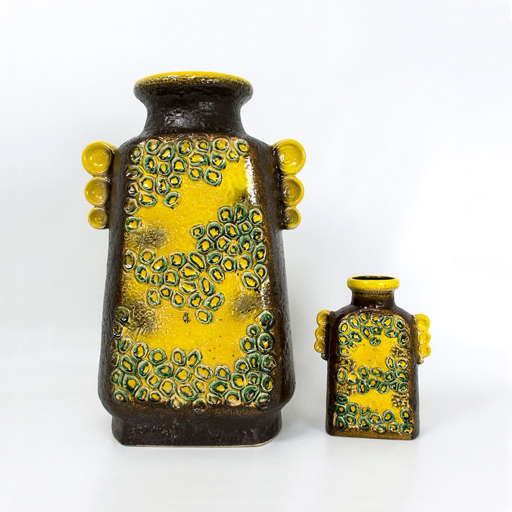 Dumler & Breiden Fat Lava Vase LARGE Set Pair Domino WGP German