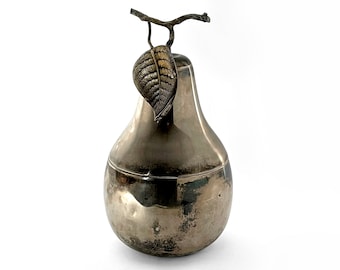 Lovely Silver Plated Ice Bucket in shape of a Pear by Teghini Firenze, Italy 1970s