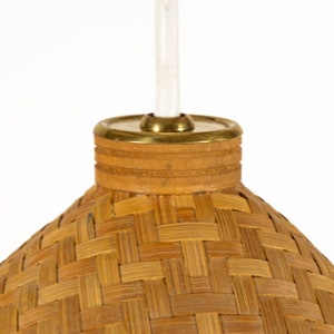 Large Beautiful Mid Century Modern Wicker Ceiling Light with brass details from the 1960s image 5