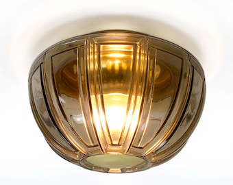 Seltene, elegante Vintage Mid Century Glashütte Limburg Deckenlampe | Wandlampe mit bernsteinfarbenem Glas aus den 1960er Jahren