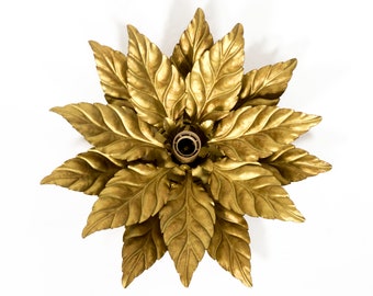 1 of 3 Vintage Floral Hollywood Regency Ceiling or Wall Lamps from the 1970s