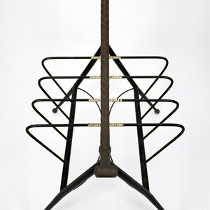 Vintage Italian Mid Century Modern Magazine Rack in Metal with Brass Details. Italy 1950s image 5