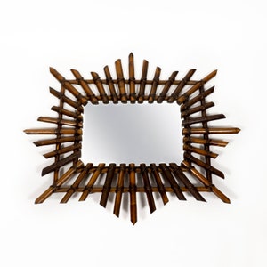 Beautiful Vintage Mid Century French Italian Bamboo Rattan Wall Mirror from the 1950s