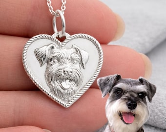 Collar personalizado con retrato de mascota en plata de ley: colgante hecho a mano con tu foto (perro, gato o humano). Regalo de joyería conmemorativa.