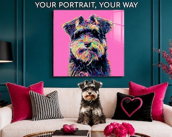 Custom Pet Person Portrait – Pop Art, Warhol, Natural Style – Memorial Art Printed On Acrylic