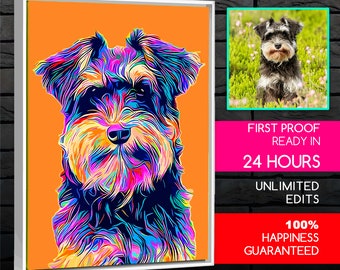 Custom Pet Portrait from Your Photo, Andy Warhol, Pop Art, Dog, Cat, Birthday, Memorial, Gift, One of a Kind