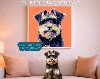 Custom Pet Portrait – Pop Art, Warhol, Natural Style – Canvas or Print