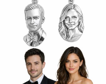 Collar con retrato realista personalizado a partir de tu foto / Charm de plata esterlina hecho a mano