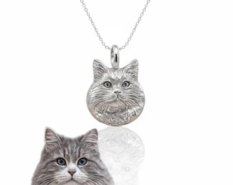 Collar con retrato realista personalizado a partir de tu foto / Charm de plata esterlina hecho a mano