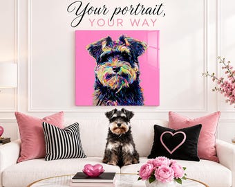 Custom Pet Person Portrait – Pop Art, Warhol, Natural Style – Memorial Art Printed On Acrylic