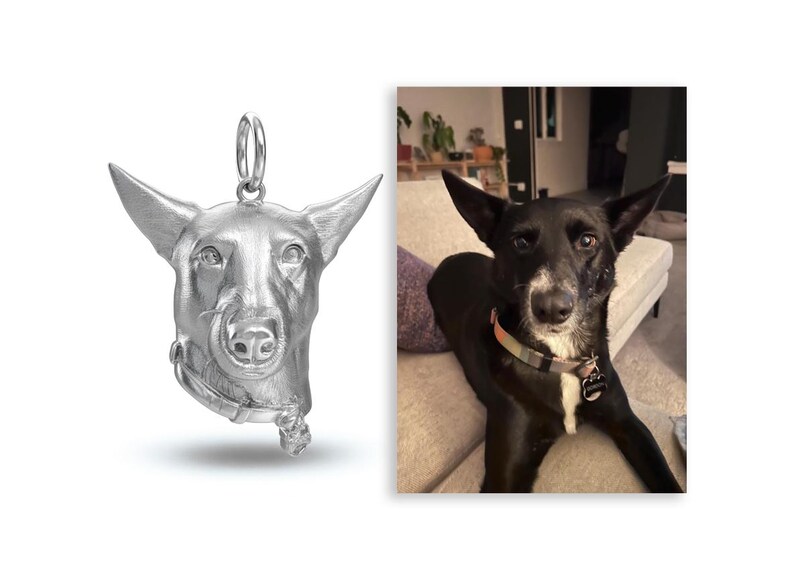 Collar con retrato realista personalizado a partir de tu foto / Charm de plata esterlina hecho a mano imagen 14