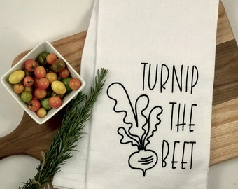 Turnip the Beet Hand-Screen Printed Flour Sack Tea Towel