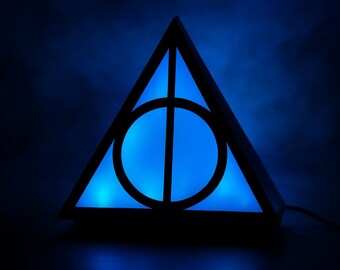 Harry Potter Deathly Hallow Lamp – Wizard Flying on Broomstick Night Light, Glowing Sign for Gaming Setup, Bedroom or Bookshelf Decor