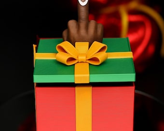 3D Printed Christmas Surprise Box – Pop-Up Middle Finger Gag Gift, Funny Holiday Prank Decoration