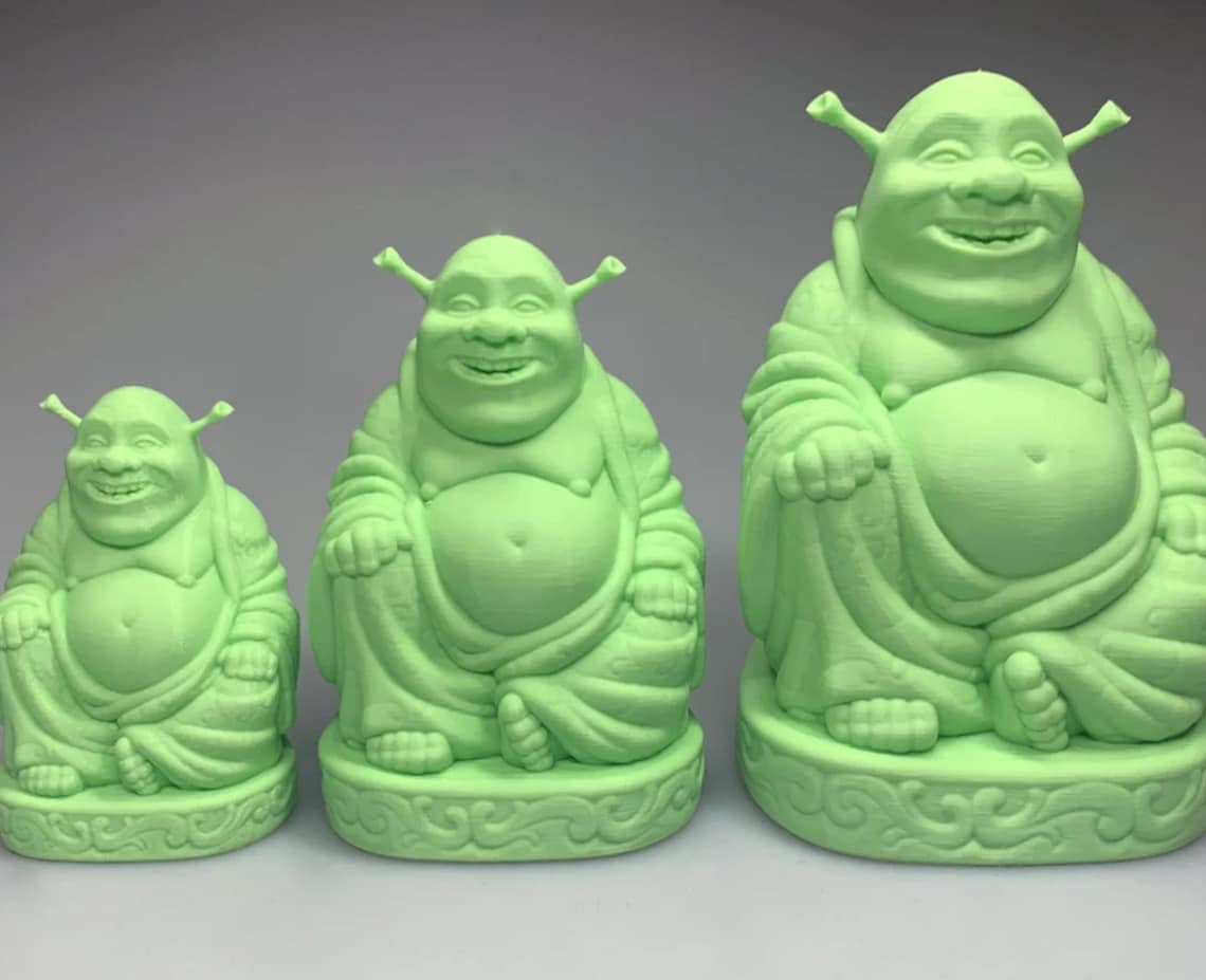 Shrek Buddha Statue 3D Print Shrek Gift Funny Happy Buddha Etsy