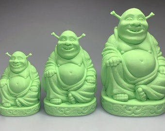 Shrek Buddha Statue 3D Print Shrek Gift Funny Happy Buddha