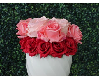 Custom-Scented Real-Touch Latex Rose Mix Bouquet, Lifelike Floral Arrangement in White Vase!! choose the scent that fits you!