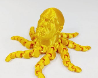 3D Printed Rocktopus, The Rock, Articulated Fidget, Dwayne Johnson, Octopus, Tinker Toy, Multiple sizes Small-Medium-Large-X-Large