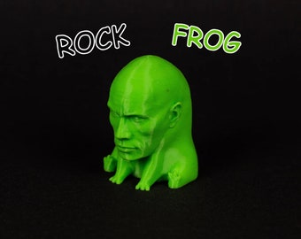 The Rock Frog! | Custom Colors | 3D Printed Fidget Toy Collectible Miniature | Stress Relief Figurine | Dwayne Johnson | Glow in the Dark